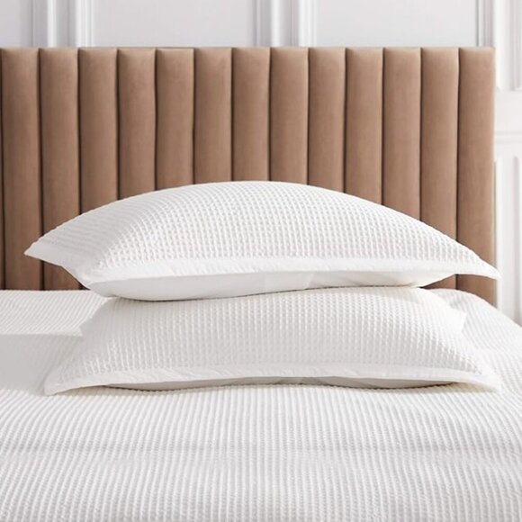 Bedsure Coconut White Waffle Texture Pillow Cases x2 - Picture 1 of 9